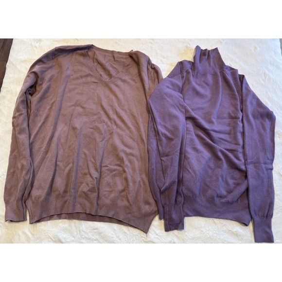 Sweaters - Set of 2 Long Sleeve Cashmere Sweater Shirts Size S & XS Red & Purple Unbranded